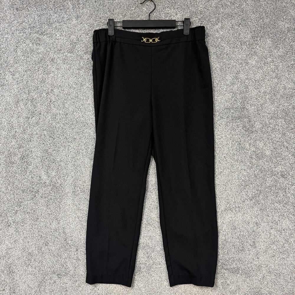 Counterparts Dress Pants Womens M 32x25 Black Tapered Gold Buckle Office Luxury